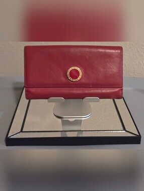BVLGARI Lambskin wallet -RED Authenticated